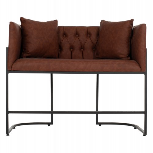 SOFAS 2-SITZER BRAUN PU & SCHWARZ METALLIC 64x120x97cm