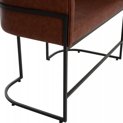 SOFAS 2-SITZER BRAUN PU & SCHWARZ METALLIC 64x120x97cm