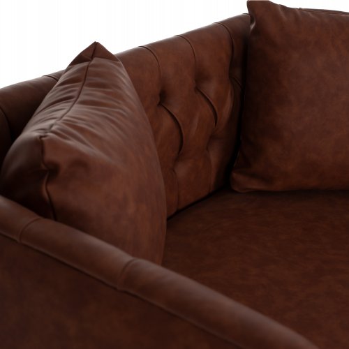 SOFAS 2-SITZER BRAUN PU & SCHWARZ METALLIC 64x120x97cm