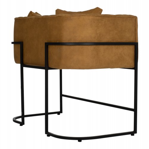 SOFA 2-SITZER IN SENFGELB T.NUBUK & METALL SCHWARZ 64x120x97 cm
