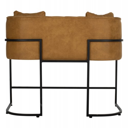 SOFA 2-SITZER IN SENFGELB T.NUBUK & METALL SCHWARZ 64x120x97 cm