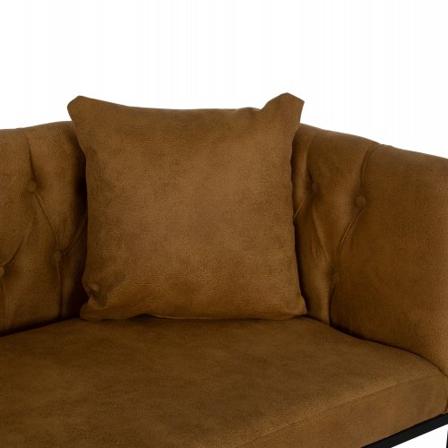 SOFA 2-SITZER IN SENFGELB T.NUBUK & METALL SCHWARZ 64x120x97 cm
