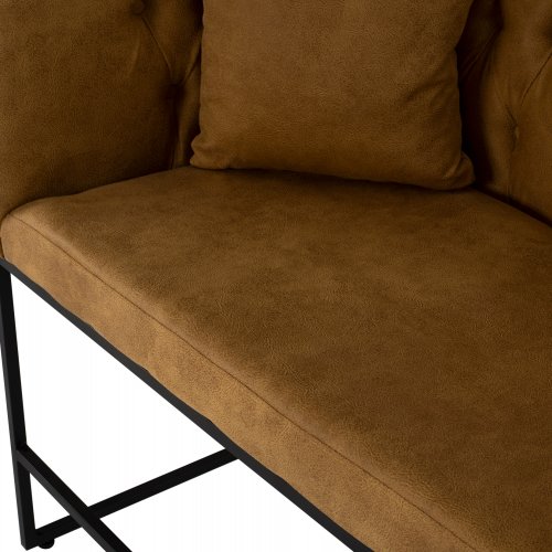 SOFA 2-SITZER IN SENFGELB T.NUBUK & METALL SCHWARZ 64x120x97 cm