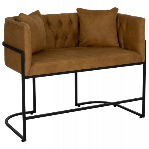 SOFA 2-SITZER IN SENFGELB T.NUBUK & METALL SCHWARZ 64x120x97 cm