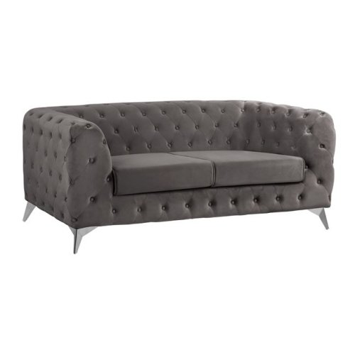 2-Sitzer Sofa ALBERT mit Samt | In Grau