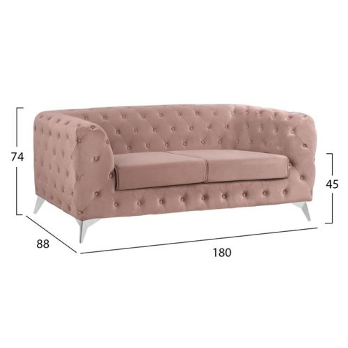 2-Sitzer Sofa ALBERT mit Samt | In Apfeltönen