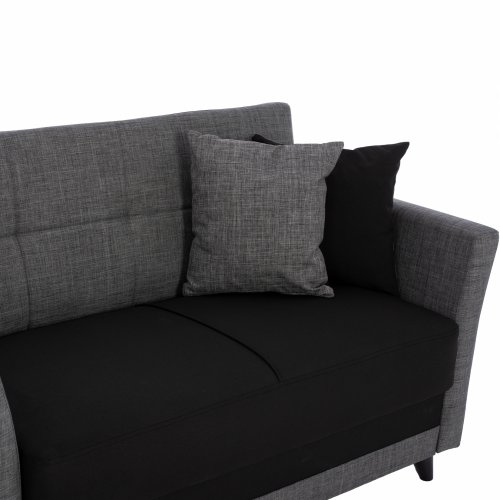 SCHLAFCOUCH 2 SITZ RHONA GRAU-SCHWARZ MIT STAURAUM 150x88x80