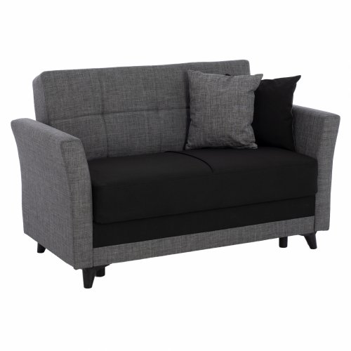 SCHLAFCOUCH 2 SITZ RHONA GRAU-SCHWARZ MIT STAURAUM 150x88x80