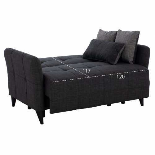 SOFA 2 SEAT GALILEO GRAY WITH BLACK LEGS 150x95.5x88 cm