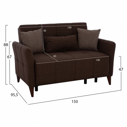 ΚΑΝΑΠΕΣ 2ΘΕΣΙΟΣ ΚΑΦΕ 150x95.5x88 εκ.
