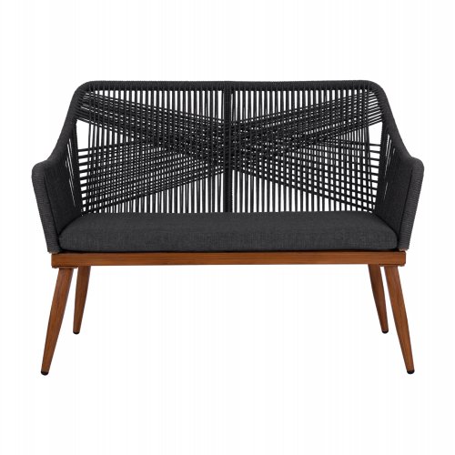 Sofa 2-Sitzer Aluminium Bambus-Optik mit Seil Grau 122x60x89 cm - Nächtes Erscheinungsdatum: 10/06/2023