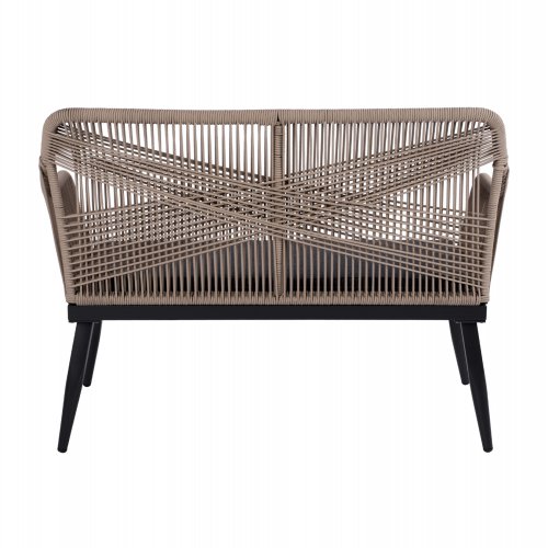 Sofa 2-Sitzer Aluminium Bambus-Optik mit Seil Beige 122x60x89 cm