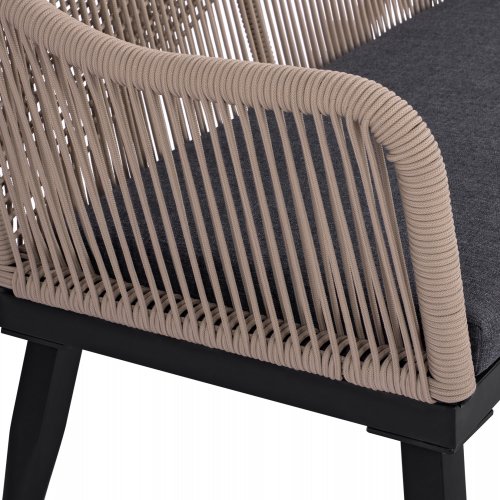Sofa 2-Sitzer Aluminium Bambus-Optik mit Seil Beige 122x60x89 cm