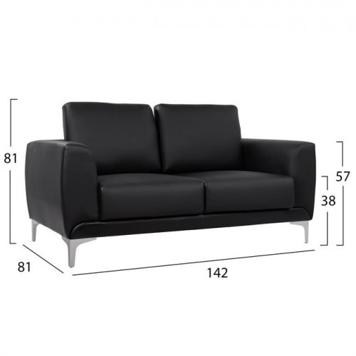 Sofa 2-Sitzer "Kenzie" mit schwarzer PU 142x81x81 cm