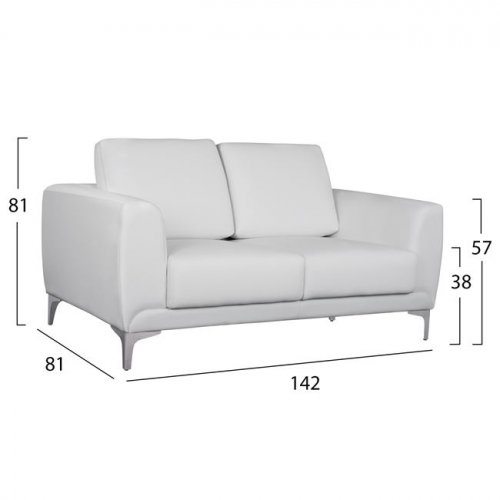 Sofa 2-Sitzer "Kenzie" mit weißem PU 142x81x81 cm