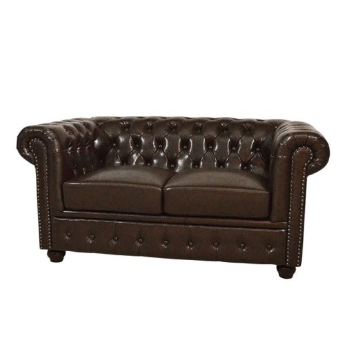 Chesterfield-sofa-zweisitzer-in-braun-kunstleder-woodwell.de