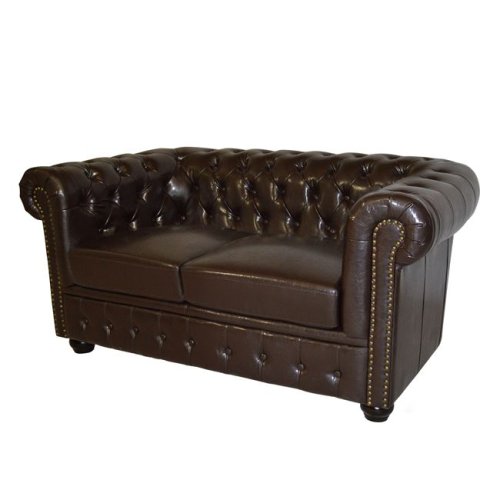 Chesterfield-sofa-zweisitzer-in-braun-kunstleder-woodwell.de