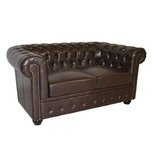 Chesterfield-sofa-zweisitzer-in-braun-kunstleder-woodwell.de