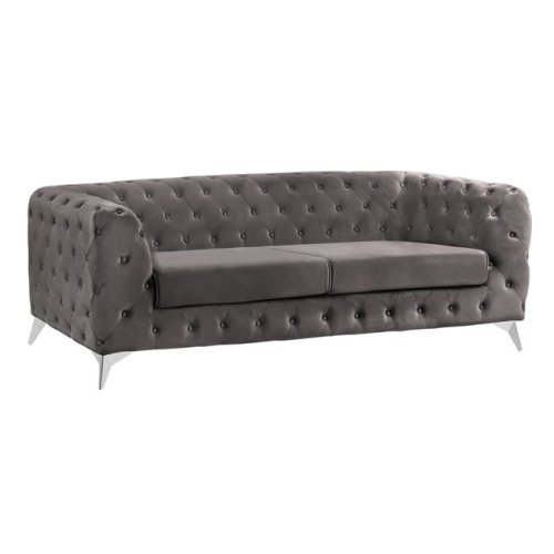 3-Sitzer Sofa ALBERT mit Samt | In Grau