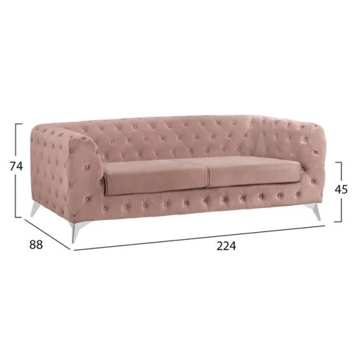 3-Sitzer Sofa ALBERT mit Samt | In Apfeltönen