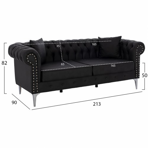 SOFA 3 SITZ CIELLE MIT SCHWARZEM PU 213x90x82 cm