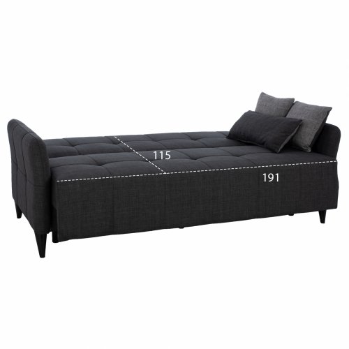 SOFA 3 SITZ "GALILEO" GRAU MIT SCHWARZEN BEINEN 222x90x89 cm