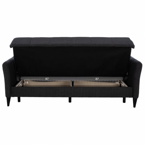 SOFA 3 SITZ "GALILEO" GRAU MIT SCHWARZEN BEINEN 222x90x89 cm