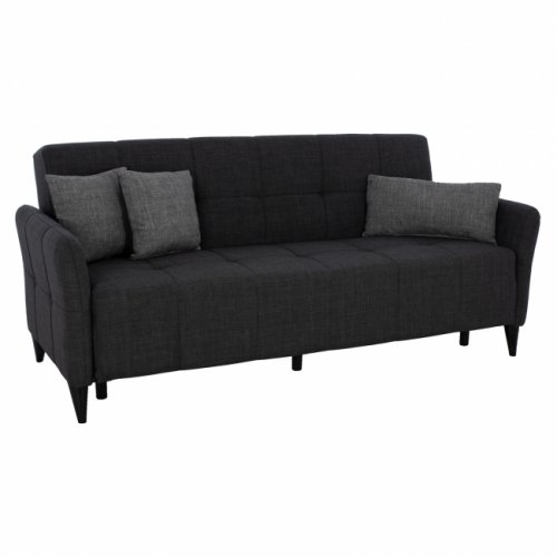 SOFA 3 SITZ "GALILEO" GRAU MIT SCHWARZEN BEINEN 222x90x89 cm