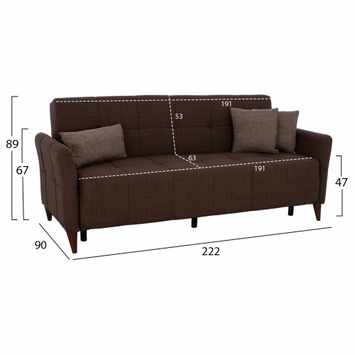 ΚΑΝΑΠΕΣ 3ΘΕΣΙΟΣ GALILEO ΚΑΦΕ 222x90x89 εκ.