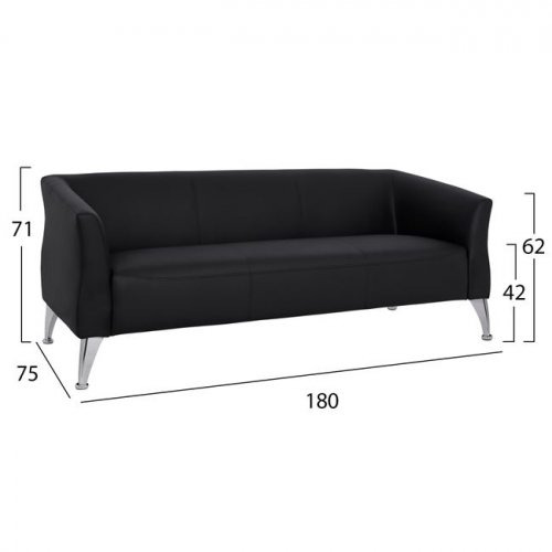Sofa 3 seater Kiana Black PU 180x75x71 cm