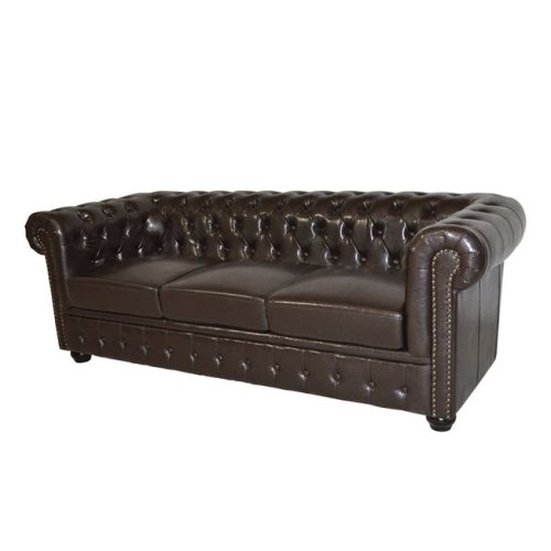 Gestepptes 3-Sitzer Chesterfield Sofa | In Dunkelbraun