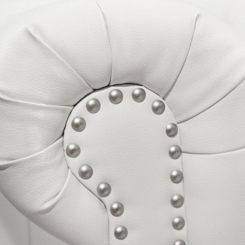 Sofa Chesterfield 3-Sitzer weißem mit Kunstlederbezug