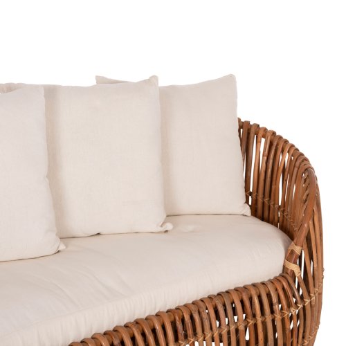 SOFA-LOUNGER LANTRY NATURRATTAN – WEIßE KISSEN 215x60x78 cm