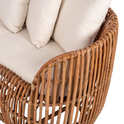 SOFA-LOUNGER LANTRY NATURRATTAN – WEIßE KISSEN 215x60x78 cm