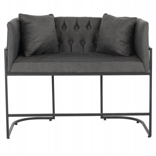 SOFA 2-SITZER IN GRAU T.NUBUK & METALL SCHWARZ 64x120x97 cm