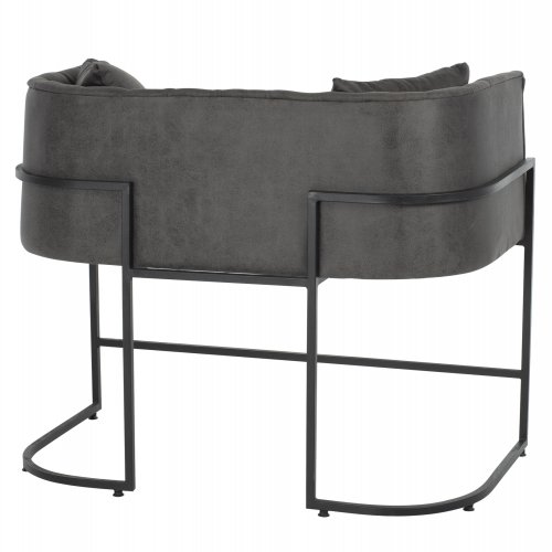 SOFA 2-SITZER IN GRAU T.NUBUK & METALL SCHWARZ 64x120x97 cm