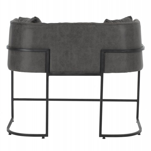 SOFA 2-SITZER IN GRAU T.NUBUK & METALL SCHWARZ 64x120x97 cm