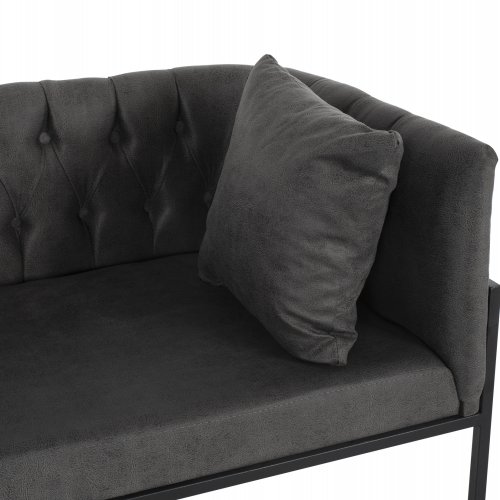 SOFA 2-SITZER IN GRAU T.NUBUK & METALL SCHWARZ 64x120x97 cm