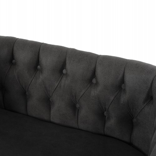 SOFA 2-SITZER IN GRAU T.NUBUK & METALL SCHWARZ 64x120x97 cm