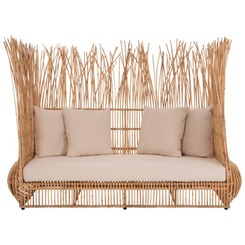 SOFA OUTDOORS ZEPHYR RATTANSTÜCKE IN NATUR – KISSENSET IN BEIGE 200x120x142Hcm