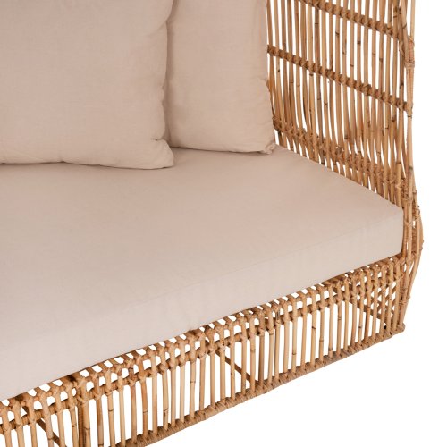 SOFA OUTDOORS ZEPHYR RATTANSTÜCKE IN NATUR – KISSENSET IN BEIGE 200x120x142Hcm