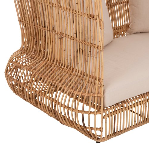 SOFA OUTDOORS ZEPHYR RATTANSTÜCKE IN NATUR – KISSENSET IN BEIGE 200x120x142Hcm