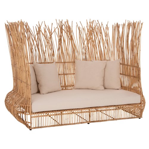 SOFA OUTDOORS ZEPHYR RATTANSTÜCKE IN NATUR – KISSENSET IN BEIGE 200x120x142Hcm