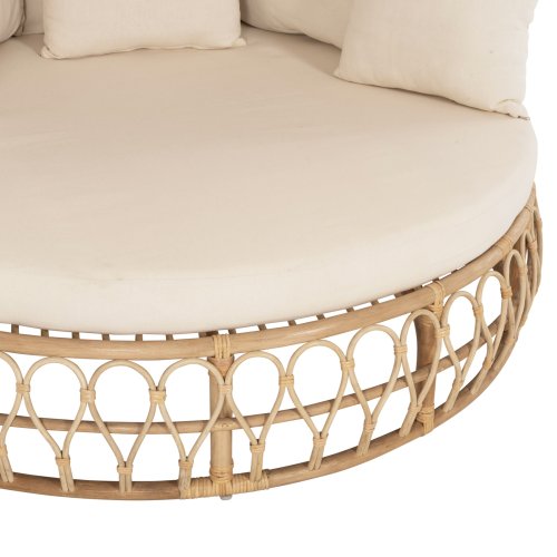 RUNDE OUTDOOR-SOFAS MARJOM AUS NATURRATTAN-SCHWARZEM STOFF Φ148x287