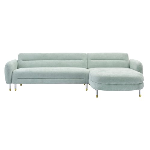 WENDBARES ECKSOFA FLYER, MINZ FARBE STOFF, HOHE BEINE AUS METALL, 285 x 86 – 172 x 74 Hcm