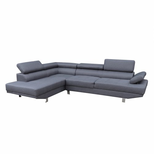 Left corner sofa in gray fabric 270x200x87cm