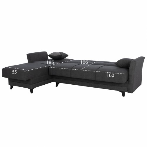 ΚΑΝΑΠΕΣ ΓΩΝΙΑ JOSH ΣΕ ΧΡΩΜΑ ΣΚΟΥΡΟ ΓΚΡΙ 270x152x95 εκ.