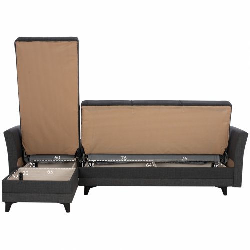 ΚΑΝΑΠΕΣ ΓΩΝΙΑ JOSH ΣΕ ΧΡΩΜΑ ΣΚΟΥΡΟ ΓΚΡΙ 270x152x95 εκ.