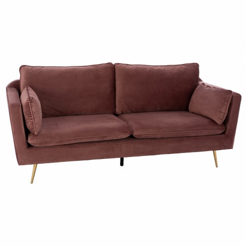 KAREN SOFA 3 SITZ ROSE SAMT & METALL FÜßE IN GOLD 213x82x95cm WW3136.32