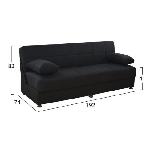 3-Sitzer Schlaf-Sofa EGE mit Stauraum | In Schwarz